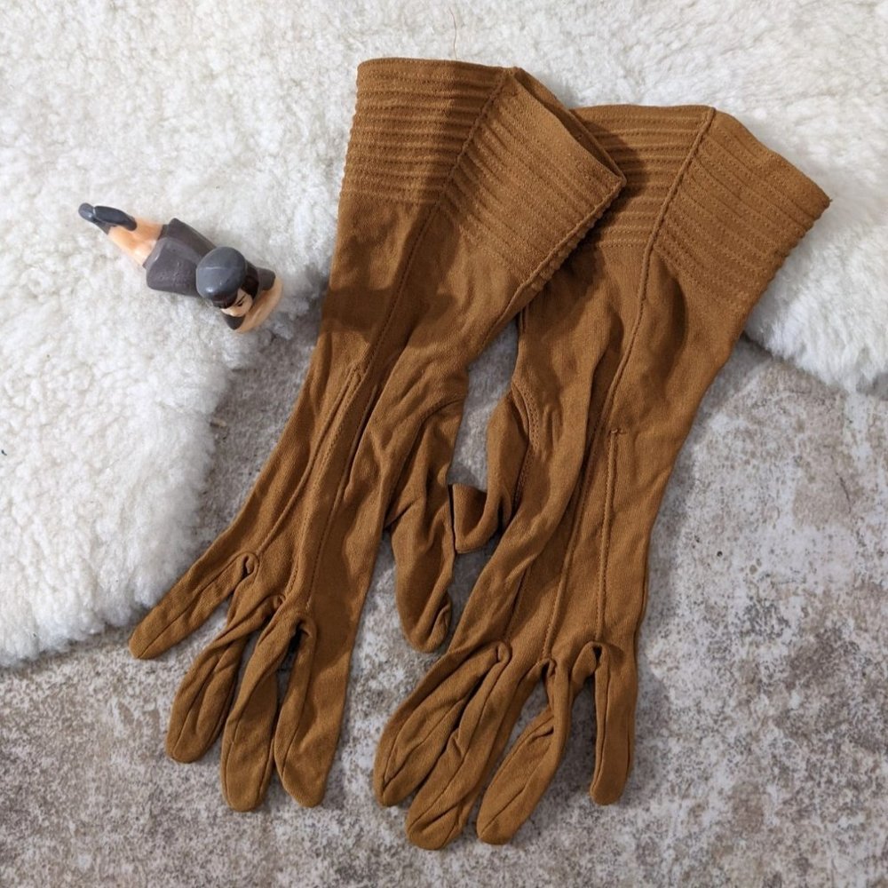 Vintage 50s Brown Nylon Gloves by Globe 6